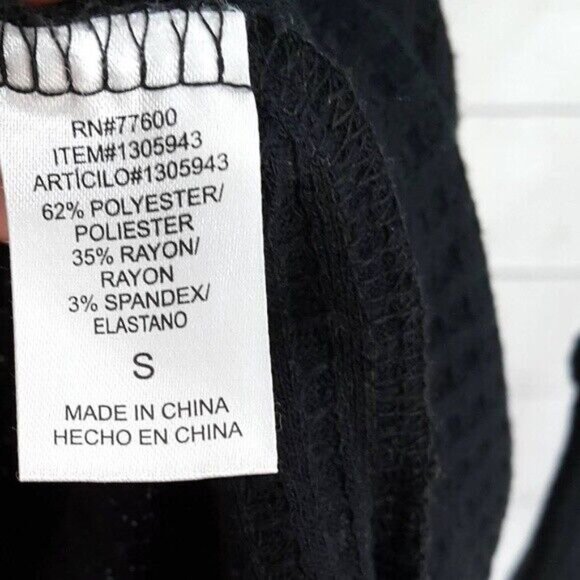 Chaser Long Sleeve Henley Top Black Small V Neck Button Sleeves Pullover Waffle - Picture 6 of 7